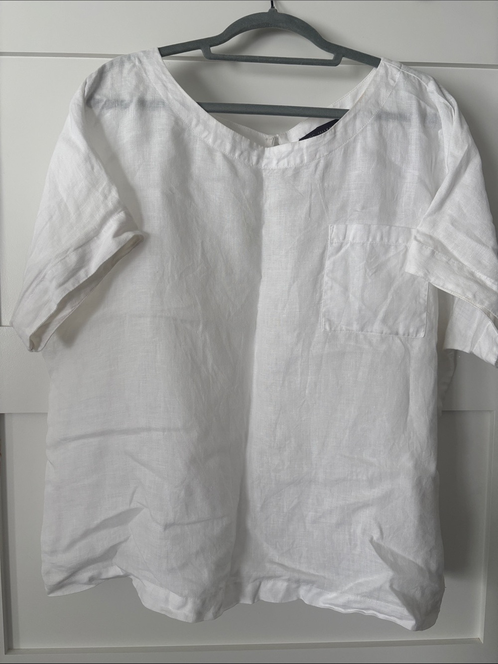 Marks & Spencer White Linen Short-Sleeve Pocket Blouse